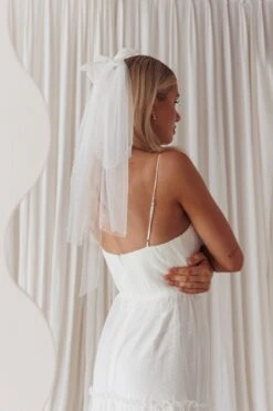 Bella Pearl & Glitter Star Veil White -Bridal Dr. Denim Store HA0087 20WHITE 2