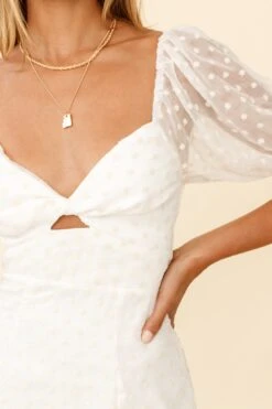 Molli Sheer Puff Sleeve Twist Feature Dress White 25 Molli Sheer Puff Sleeve Twist Feature Dress White -Bridal Dr. Denim Store KJ0015D WHITE 4 8b468315 d409 4ecd a4c8 bd603a693cf2