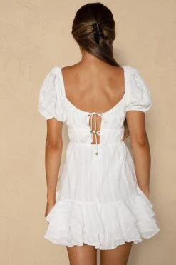 First Light Puff Sleeve Ruffle Dress White -Bridal Dr. Denim Store KJ0170DR08 20WHITE 7