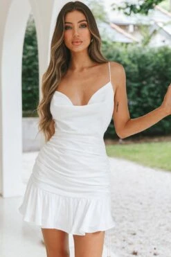 With Love Cowl Neck Mini Dress White -Bridal Dr. Denim Store ME0028D 20WHITE 7