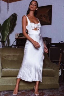 Belle Epoque Drawstring Bust Midi Dress Oyster -Bridal Dr. Denim Store ME0119J 20OYSTER 6