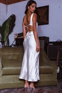 Belle Epoque Drawstring Bust Midi Dress Oyster -Bridal Dr. Denim Store ME0119J 20OYSTER 7