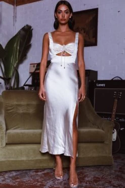 Belle Epoque Drawstring Bust Midi Dress Oyster -Bridal Dr. Denim Store ME0119J 20OYSTER 8