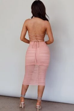Saturday Nights Lace-Up Back Midi Dress Nude -Bridal Dr. Denim Store ME0168H 20NUDE 7