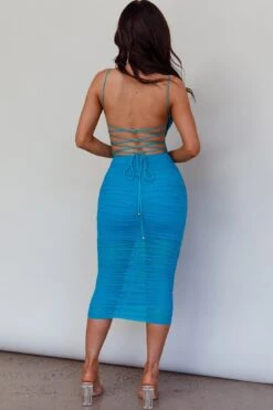 Saturday Nights Lace-Up Back Midi Dress Teal -Bridal Dr. Denim Store ME0168H 20TEAL 3