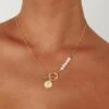 Meliza Pearl & Coin Necklace Gold