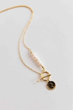 Meliza Pearl & Coin Necklace Gold -Bridal Dr. Denim Store NK0019 20GOLD 2