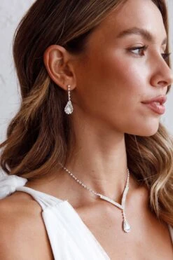 Melissa Diamante Necklace And Earrings Set Silver 9 Melissa Diamante Necklace And Earrings Set Silver -Bridal Dr. Denim Store SET00002 20SILVER 2