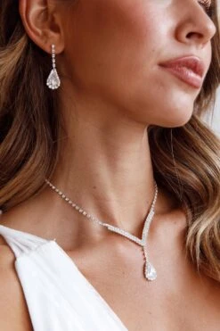 Melissa Diamante Necklace And Earrings Set Silver 10 Melissa Diamante Necklace And Earrings Set Silver -Bridal Dr. Denim Store SET00002 20SILVER 4
