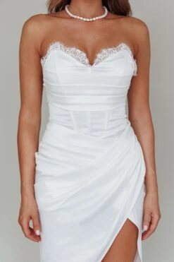 Shanice Lace Trim Sweetheart Midi Dress White -Bridal Dr. Denim Store SLBD3366 20WHITE 4