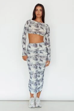 Blue Moons Ruched Midi Skirt Indigo Denim -Bridal Dr. Denim Store SLC3328 S 20INDIGO 20DENIM 2