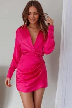 Sydnee Long Sleeve Shirt Dress Fuchsia -Bridal Dr. Denim Store SLCD1575 20FUCSHIA 7