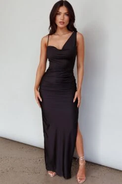 Florentina Thigh Split Maxi Dress Black -Bridal Dr. Denim Store SLCD40414 20BLACK 9