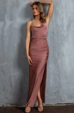 Florentina Thigh Split Maxi Dress Rose Gold -Bridal Dr. Denim Store SLCD40414 20ROSE 20GOLD 6