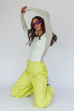 Break Dance Wide Leg Drawstring Pants Lime -Bridal Dr. Denim Store SLCP11834 20LIME 2