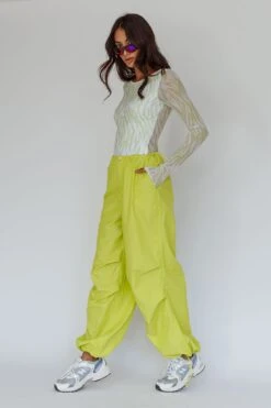 Break Dance Wide Leg Drawstring Pants Lime -Bridal Dr. Denim Store SLCP11834 20LIME 8