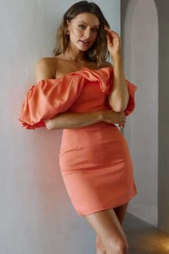 Faraday Off-Shoulder Mini Dress Sunkist -Bridal Dr. Denim Store SLGY1058 20SUNKIST 6