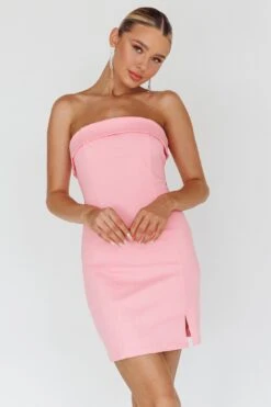 Jordi Foldover Neckline Mini Dress Baby Pink -Bridal Dr. Denim Store SLH13762D 20BABY 20PINK 6