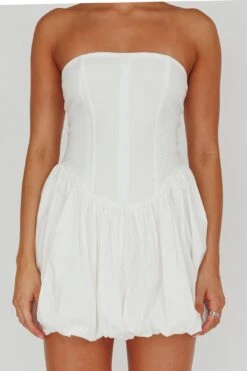 Monti Strapless Bubble Hem Mini Dress White 9 Monti Strapless Bubble Hem Mini Dress White -Bridal Dr. Denim Store SLID5878 20WHITE 4