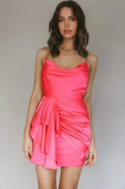 Mikael Chain Strap Mini Dress Fuchsia -Bridal Dr. Denim Store SLLD8477 20FUCHSIA 4