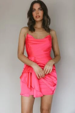 Mikael Chain Strap Mini Dress Fuchsia -Bridal Dr. Denim Store SLLD8477 20FUCHSIA 6