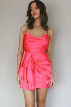 Mikael Chain Strap Mini Dress Fuchsia -Bridal Dr. Denim Store SLLD8477 20FUCHSIA 7