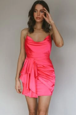 Mikael Chain Strap Mini Dress Fuchsia -Bridal Dr. Denim Store SLLD8477 20FUCHSIA 8