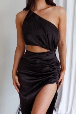 Alessa One-Shoulder Midi Dress Black -Bridal Dr. Denim Store SLLD9156 20BLACK 4