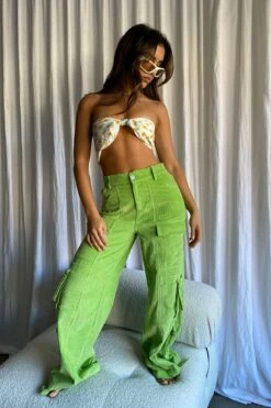 Ashlynn Corduroy Cargo Pants Lime -Bridal Dr. Denim Store SLP2044 20LIME 2