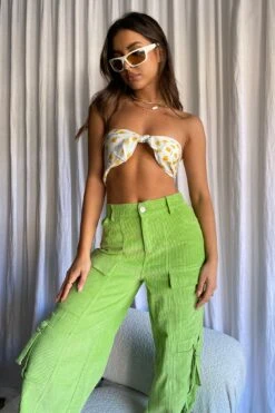 Ashlynn Corduroy Cargo Pants Lime -Bridal Dr. Denim Store SLP2044 20LIME 4