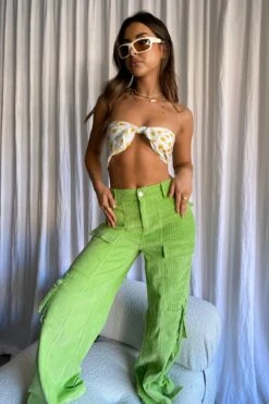 Ashlynn Corduroy Cargo Pants Lime -Bridal Dr. Denim Store SLP2044 20LIME 6