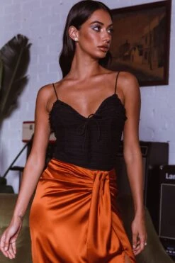 On The Money Gathered Midi Skirt Camel -Bridal Dr. Denim Store SLS13046S 20CAMEL 6