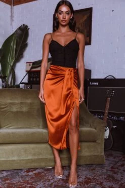 On The Money Gathered Midi Skirt Camel -Bridal Dr. Denim Store SLS13046S 20CAMEL 7