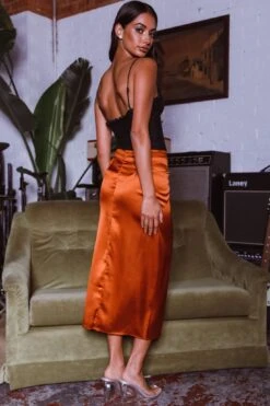 On The Money Gathered Midi Skirt Camel -Bridal Dr. Denim Store SLS13046S 20CAMEL 8