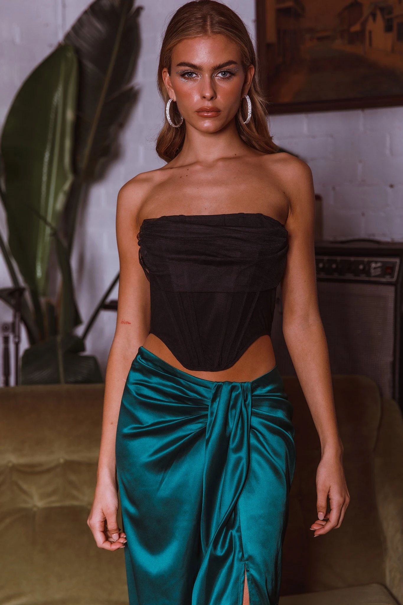 On The Money Gathered Midi Skirt Green 4 On The Money Gathered Midi Skirt Green - Image 4