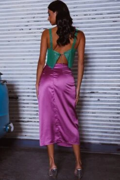 On The Money Gathered Midi Skirt Orchid 9 On The Money Gathered Midi Skirt Orchid -Bridal Dr. Denim Store SLS13046S 20ORCHID 3