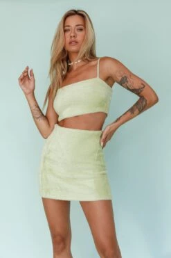 Light Speed Fluffy Mini Skirt Pistachio -Bridal Dr. Denim Store SLS13448 S 20PISTACHIO 2