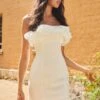 Elara Frill Neckline Mini Dress Off White