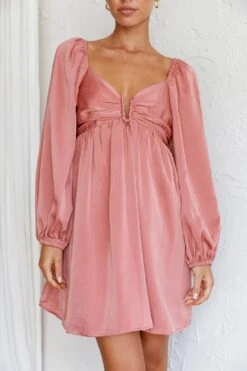Tansy Long Sleeve Babydoll Dress Rose -Bridal Dr. Denim Store SLS21087ROSE 10
