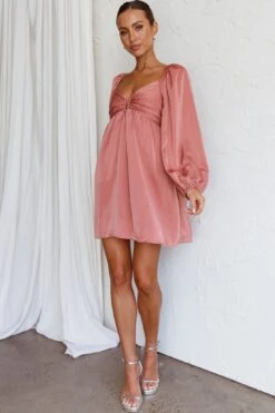 Tansy Long Sleeve Babydoll Dress Rose -Bridal Dr. Denim Store SLS21087ROSE 4
