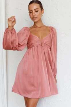 Tansy Long Sleeve Babydoll Dress Rose -Bridal Dr. Denim Store SLS21087ROSE 8