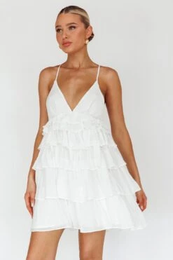 Dellia Tiered Ruffle Mini Dress Off White -Bridal Dr. Denim Store SLS21570 20OFF 20WHITE 5