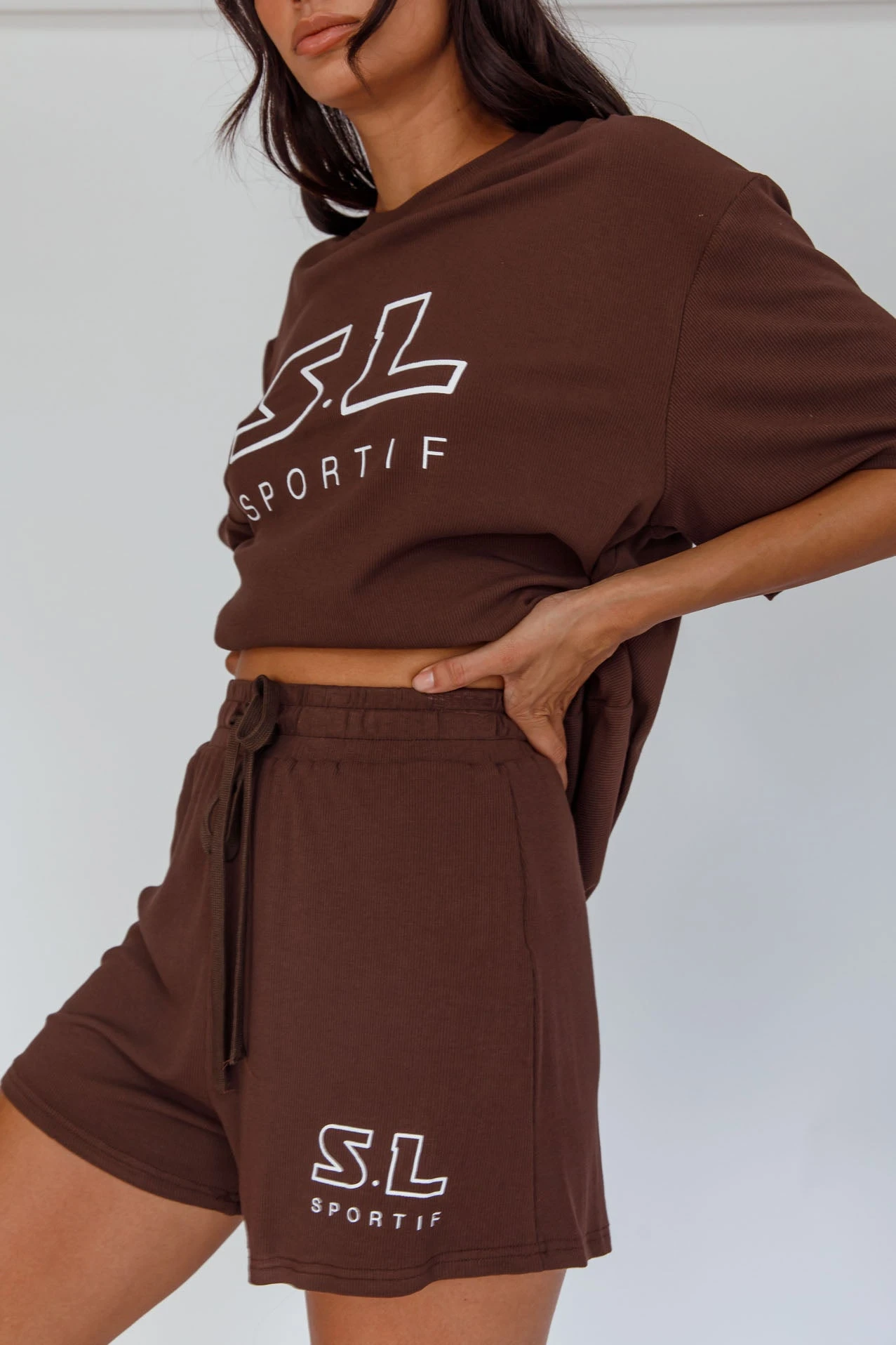 On Track SL Logo Shorts Chocolate 2 On Track SL Logo Shorts Chocolate - Image 2