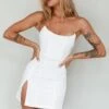Luann Scoop Neckline Strapless Mini Dress White