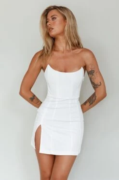 Luann Scoop Neckline Strapless Mini Dress White -Bridal Dr. Denim Store SLVID10409 20WHITE 5