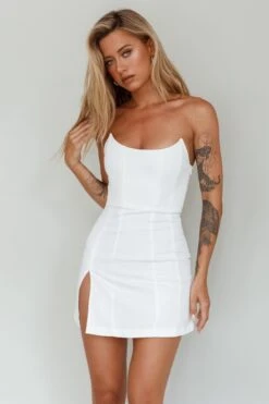 Luann Scoop Neckline Strapless Mini Dress White -Bridal Dr. Denim Store SLVID10409 20WHITE 7
