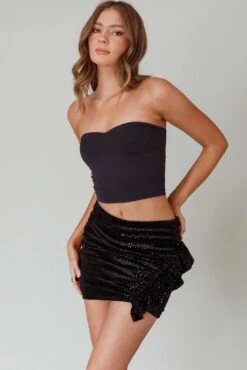 City Night Frill-Trim Mini Skirt Black -Bridal Dr. Denim Store SLY22282 20BLACK 6