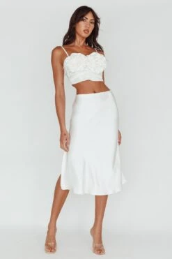 Daze Satin Midi Skirt Cream -Bridal Dr. Denim Store SLYS926 20CREAM 2