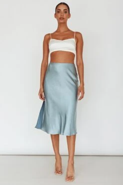 Daze Satin Midi Skirt Light Blue -Bridal Dr. Denim Store SLYS926 20LIGHT 20BLUE 2