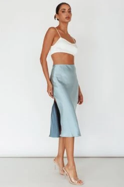 Daze Satin Midi Skirt Light Blue -Bridal Dr. Denim Store SLYS926 20LIGHT 20BLUE 4